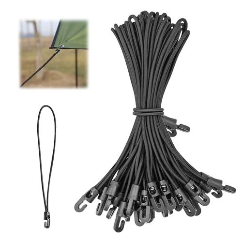 16 Stück Spannfix, 26cm Spanngummi mit Haken Schwarz Gummispanner Multifunktional Planenspanner Expander für Camping Planen Anhängerplane Poolabdeckung von RFYTDCF