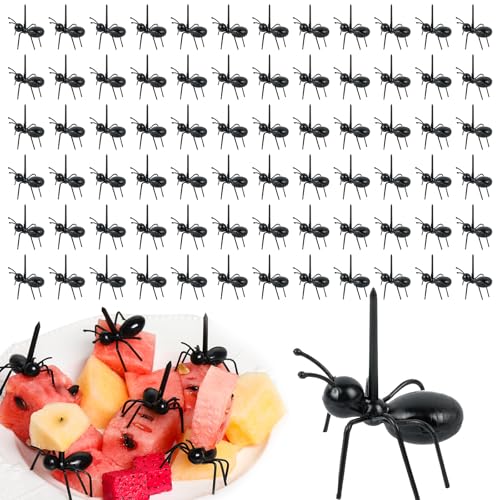 72 Stück Ameisen Zahnstocher, Food Picks Wiederverwendbare Mini Obst Gabel Ant Obstgabeln BPA Frei Ameisen Spieße für Kuchen Obst Desserts Desserts von RFYTDCF