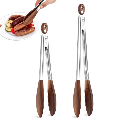 Holzzange, Küchenzange zum Kochen, Salatzange mit Walnuss, multifunktionale Holzspitzen, Servierzange für Grill, Toaster, Brot, Gurken, 22,9 cm und 30,5 cm, 2 Stück Holzzange, Küchenzange zum Kochen, Salatzange mit Walnuss, multifunktionale Holzspitzen, Servierzange für Grill, Toaster, Brot, Gurken, 22,9 cm und 30,5 cm, 2 Stück von RFYTDCF