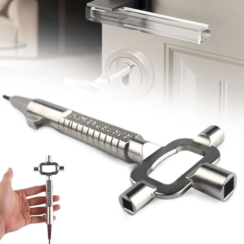 RFYTDCF 2 Stück Universal Bauschlüssel, 6-in-1 Architektenschlüssel Zinklegierung Gebäude Universalschlüssel Baustellenschlüssel mit Zylinder Messlehre zum Öffnen Einsteckzylinder Schloß, Silber von RFYTDCF