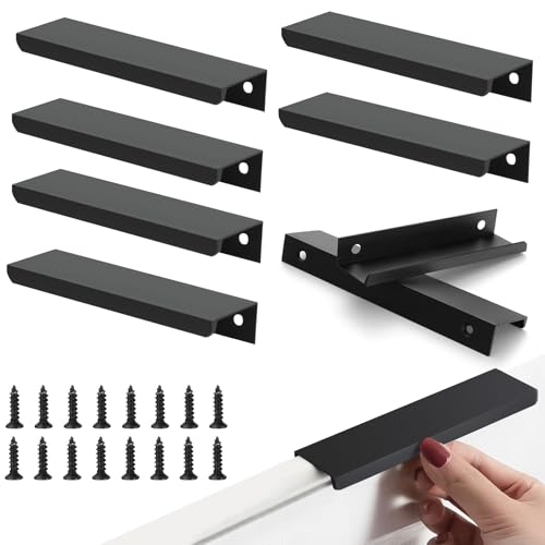 RFYTDCF 8 Stück Verdeckter Möbelgriffe, Schranktürgriffe Unsichtbare Griffe Flache Küchengriffe 15cm Schrankgriff mit Schrauben Griff für Küchenschränke Garderobe Schublade von RFYTDCF