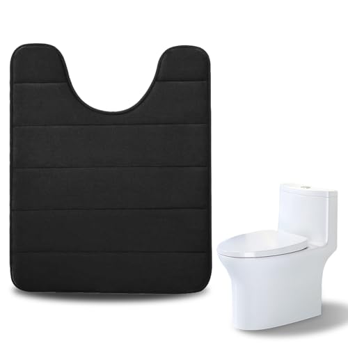RFYTDCF WC-Vorleger, saugfähiger WC-Vorleger, rutschfest, U-Form, Badematte, Memory-Schaum, waschbare Toilettenmatten für Badezimmerboden, schwarz, 50 x 60 cm von RFYTDCF