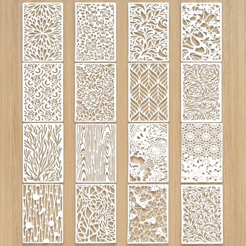 Schablonen Textilgestaltung, 16 Stück Malschablonen Zum Basteln Wiederverwendbare Zeichenschablonen 28 * 18cm Stencil Schablonen für DIY Möbel Wand Wohnkultur Scrapbooking von RFYTDCF