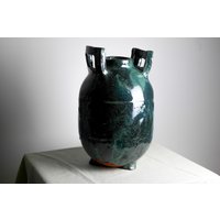 Große Handgefertigte Vase | 37 cm Aus Keramik in Grün Und Blau von RFeldmannEntwurf
