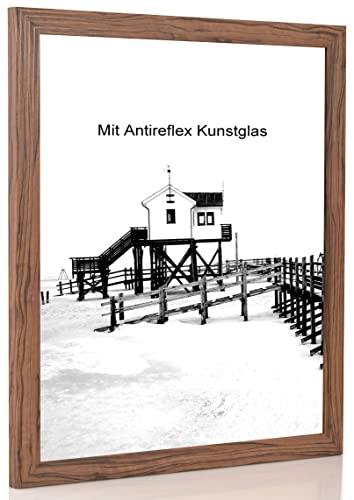 Bilderrahmen Nussbaum mit Antireflexglas - Bildgröße 30x70 cm - Leistenbreite 30mm von RG24