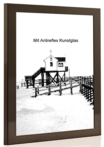 Bilderrahmen schwarz glanz mit Antireflexglas - Bildgröße 40x60 cm - Leistenbreite 30mm von RG24