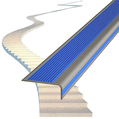 1 Stück selbstklebende, rutschfeste Treppenkantenkante – 3 Zoll breite PVC-Zierstreifen for den Innen- und Außenbereich, for Keramikfliesen, Holz(Blue,7cmx102cm) von RGALIYAO