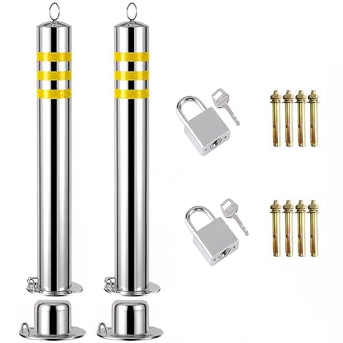 SS-Verkehrsabsperrung – 60/75/90/110 cm, abnehmbarer Leitpfosten mit reflektierendem Streifen for Gehwege/Einfahrten/Parkplätze(2 pack/44inch) von RGALIYAO