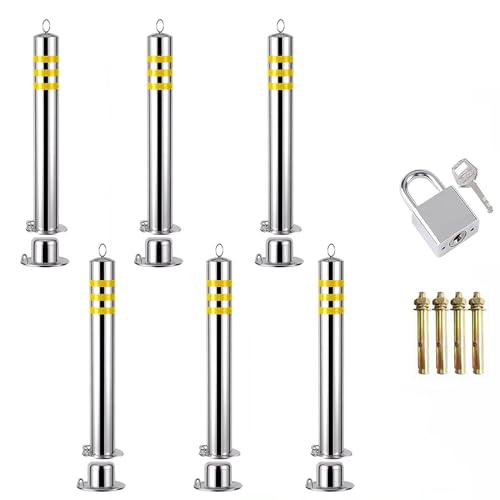 SS-Verkehrsabsperrung – 60/75/90/110 cm, abnehmbarer Leitpfosten mit reflektierendem Streifen for Gehwege/Einfahrten/Parkplätze(6 pack/24inch) von RGALIYAO