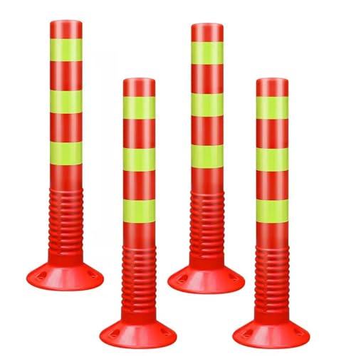 Verkehrsabsperrung for Einfahrten – 18/30 Zoll flexible PU-Kegel – Reflektierende Warnpfosten for Autobahnen/Straßen/Einfahrten/Baustellen(Red,4 Pack/30in) von RGALIYAO