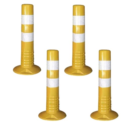 Verkehrsabsperrung for Einfahrten – 18/30 Zoll flexible PU-Kegel – Reflektierende Warnpfosten for Autobahnen/Straßen/Einfahrten/Baustellen(Yellow,4 Pack/17.7in) von RGALIYAO
