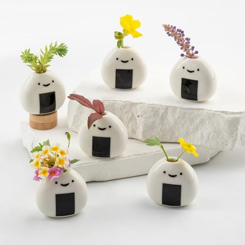 Handgemachte Mini-Vasen im Sushi-Design – 6er Set aus Keramik, Japanischer Stil, Ideal für Trockenblumen und Tischdeko im Zuhause, Home-Office oder auf dem Schreibtisch von RGBDOT