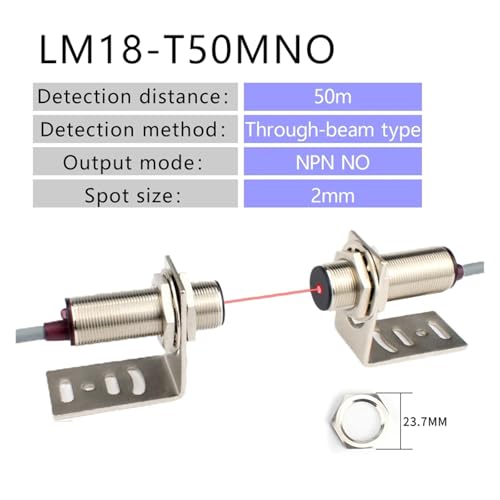 M18 zylindrischer Einweg-Lichtschrankensensor, sichtbares Licht, photoelektrischer Induktionsschalter, Spot 2 mm(LM18-T50MNO) von RGBENYQZ