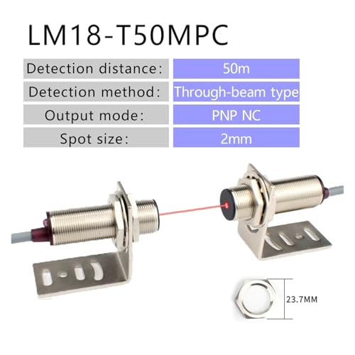 M18 zylindrischer Einweg-Lichtschrankensensor, sichtbares Licht, photoelektrischer Induktionsschalter, Spot 2 mm(LM18-T50MPC) von RGBENYQZ