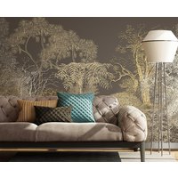 Luxus Kunst Gold Linie Malerei Tapete Wandbild, Art Chinoiserie Selbstklebend Peel & Stick 3D Wandkunst, Designer Abnehmbare Wand Dekor von RGBdecor