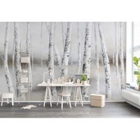 Weiße Birke Wald Gemälde Wallpaper, Wandbild Wandbild, Selbstklebendes Peel & Stick Wandtattoo, Abnehmbare Designer Wanddeko von RGBdecor
