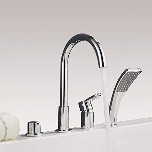RGERG Wasserhahn Bad Armatur 4-Loch-Badewanne Wannenrandarmatur Mit Handbrause Chrom Badewannenarmatur Heiß Und Kalt Waschtischbatterie,Chromefaucet RGERG Wasserhahn Bad Armatur 4-Loch-Badewanne Wannenrandarmatur Mit Handbrause Chrom Badewannenarmatur Heiß Und Kalt Waschtischbatterie,Chromefaucet von RGERG