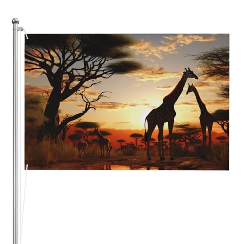 Afrika Giraffe Majestätischer Baum bedruckte Gartenflagge 1,2 x 1,8 m – doppelseitige Gartenflagge für draußen, Weihnachten, Urlaub, alle Jahreszeiten von RGETPNC