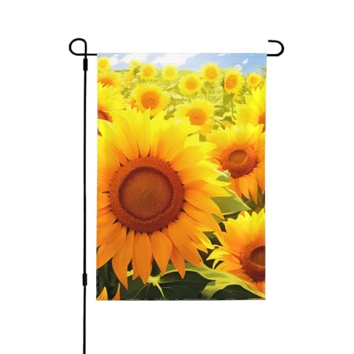 Gartenflagge mit Sonnenblumen-Motiv und blauem Himmel, 31,8 x 45,7 cm, doppelseitige Gartenflagge für draußen, Weihnachten, Urlaub, alle Jahreszeiten, Hofdekoration von RGETPNC