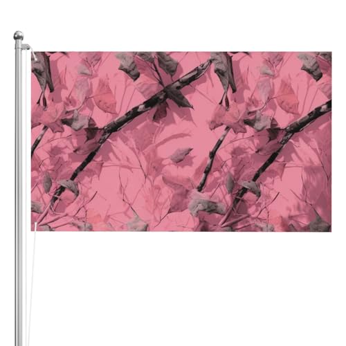 Gartenflagge mit rosa Blättern, Camouflage, bedruckt, 90 x 152 cm, doppelseitige Gartenflagge für draußen, Weihnachten, Urlaub, alle Jahreszeiten, Hofdekoration von RGETPNC