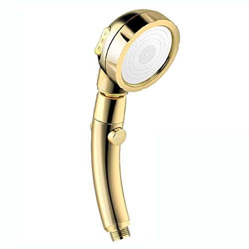 RGRE Duschkopf Wassersparend, Hochdruck Handbrause Mit Stoppfunktion, Brausekopf Handheld Duschbrause Mit Brauseschlauch, Duschkopf Regendusche (Gold) von RGRE