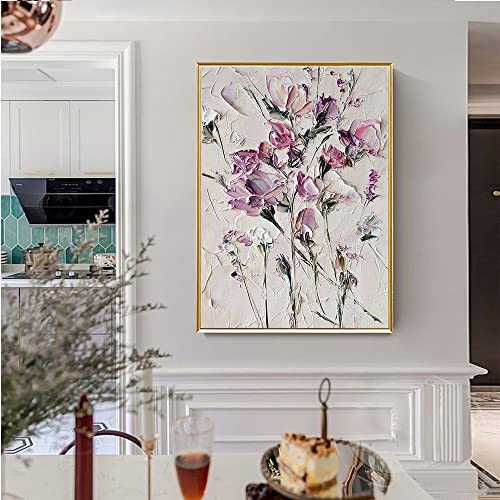 RGVV Ölgemälde Auf Leinwand Handgemalt,Moderne Kunst Bilder Original Handgemaltes Ölgemälde Blume Strukturiertes Kunstwerk Rahmenlose Leinwand Wandkunst Wohnkultur Für Wohnzimmer Schlafzimmer,80X100 von RGVV