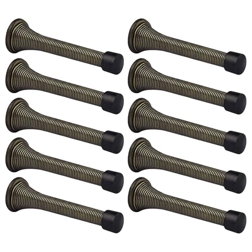 Feder-Türstopper mit Gummi-Stoßdämpfer, flexibel, robust, Stahl, Wandstopper, niedrig montiert, flexibel, strapazierfähig, 10 Stück Feder-Türstopper mit Gummi-Stoßdämpfer, flexibel, robust, Stahl, Wandstopper, niedrig montiert, flexibel, strapazierfähig, 10 Stück von RGYBAO