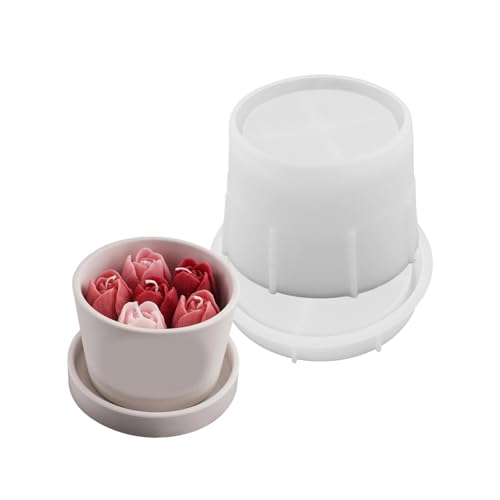 RGYBAO Kerzenständer Silikonform Kerzenbecher mit Deckel Formen Kerzenhalter Form Gips Sukkulenten Pflanzgefäß Dekorationen Formen von RGYBAO