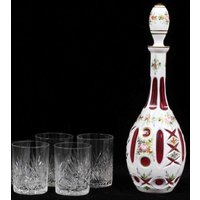 40% Liquidationsabwicklung Beste Angebote Akzeptieren 1800 Ein Seltener Schwerer 19Th C Cranberry Overlay Glas Dekanter Und Handgeschnittene von RGalleriesJewels