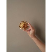 Paar Vintage-Kerzenständer Aus Metall Mit Goldener Sonne, Gebrauchtes Retro-Dekorationsobjekt, Alternative Dekoration von RGbyleonn