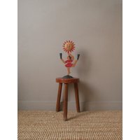 Vintage Kerzenständer Sonnentänzerin Handbemalt Herkunft Niederlande Retro Kerzenhalter Alter Kandelaber Cirque Du Soleil von RGbyleonn