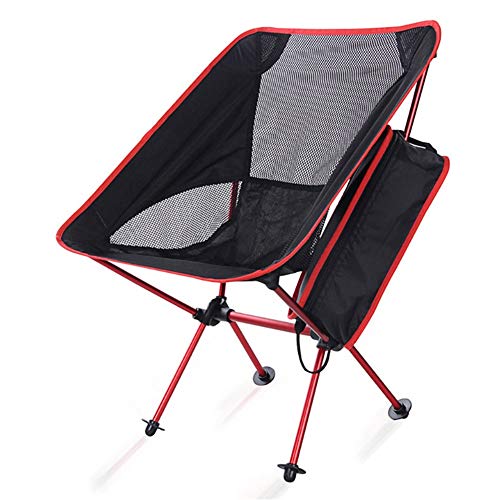 Outdoor-Stuhl Tragbarer Campingstuhl mit Einstellbarer Höhe und ultraleichtem Stuhl, Heavy Duty und Durable Campinghocker (Color : Red) von RH-HPC