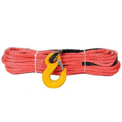 Schleppseil 14mm x 40 Meter Graues Synthetisches Windenseil mit Haken für 4x4 / ATV/UTV/SUV/Offroad Recovery Für ATV/UTV, Winde und Boot (Color Name : Red) von RH-HPC