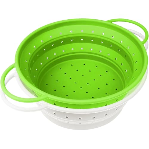 RHAFAYRE Faltbar Nudelsiebe, 2 Stück Silikon-Küchensieb mit Griffen – Nudelsieb, Abtropfkorb zum Abtropfen von Nudeln, Gemüse, Obst und Bohnen, Medium, Weiß+Grün RHAFAYRE Faltbar Nudelsiebe, 2 Stück Silikon-Küchensieb mit Griffen – Nudelsieb, Abtropfkorb zum Abtropfen von Nudeln, Gemüse, Obst und Bohnen, Medium, Weiß+Grün von RHAFAYRE