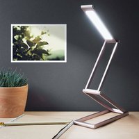 LED-Schreibtischlampe - Drahtlose faltbare Leuchte aus Aluminium mit Micro-USB und abnehmbarem Haken - Wohnzimmer-Nachttischlampe - Roségold von RHAFAYRE