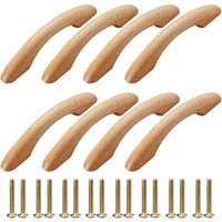 Rhafayre - Schrankgriffe aus Holz, 8 Stück, Schrankgriffe, Türknauf, Schrankgriff, bogenförmiger Griff, Küchenschrank, Schubladengriffe mit 16 von RHAFAYRE