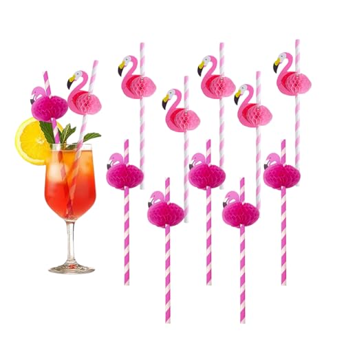 25 rosa Flamingo-Strohhalme + 25 rosarote Flamingo-Strohhalme,3D-Flamingo-Stroh, Umweltschutzgewohnheiten, abbaubares Geschirr, Partydekoration, 3D-Modellierungsstroh, Lebensmittelsicherheit, Partyzub von RHBTH