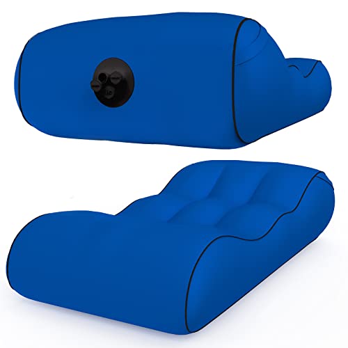 Luftsofa für Outdoor, Kissenentwurf Wasserdichtes Aufblasbares Sofa Air Lounger für Camping Stuhl, Park, Strand, Hinterhof,Navy Blue,180 * 83 * 45cm von RHDFKOD