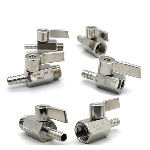 1PCS Mini-Kugelhahn Edelstahlgriff 1/4 3/8 1/2 bis 7mm 10mm 8mm 12mm Rohrstutzenadapter Innengewinde 304 SS 2-Wege-Kugelhahn(1/4",FEMALE_B TYPE_10MM) von RHFYBSQA