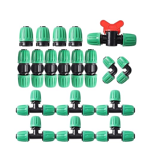 Bewässerungsfitting-Kit for die Gartenlandwirtschaft Automatische Bewässerung Micro-Bewässerungssystem 16mm PE-Rohrfittings 19-tlg(19Pcs kit) von RHFYBSQA