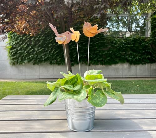 3 Stück Rost Gartenstecker,Vogel Gartendeko Gartenstecker Roststecker Metall Vögel Baumstecker Rost Deko für Draußen Outdoor (Vögel) von RHHGOPM