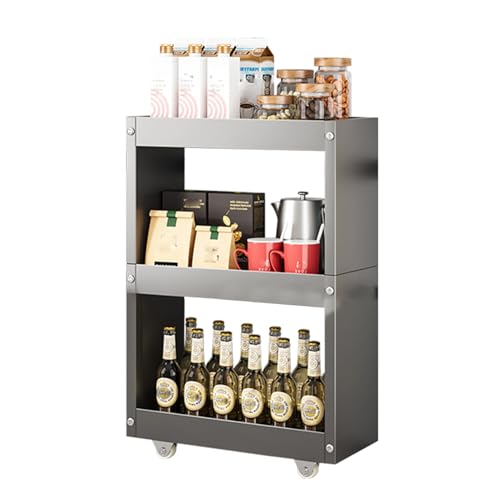 RHJOPL Schmaler Lagerwagen, 5 Ebenen, ausziehbar, schmal, Rollwagen aus Karbonstahl, beweglicher Küchenwagen for die Küche, das Home Office und das Wohnzimmer(68x32x20cm) von RHJOPL