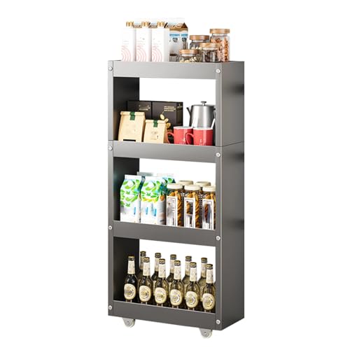 RHJOPL Schmaler Lagerwagen, 5 Ebenen, ausziehbar, schmal, Rollwagen aus Karbonstahl, beweglicher Küchenwagen for die Küche, das Home Office und das Wohnzimmer(98x45x15cm) von RHJOPL