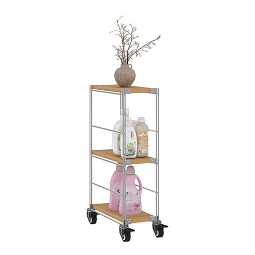 RHJOPL Schmaler Rollwagen, 4 Ausziehbare Etagen, Kompakter Küchenwagen, Schmaler Bodenturmschrank for Kleine Eingangsbereiche(93x41x23.5cm) von RHJOPL