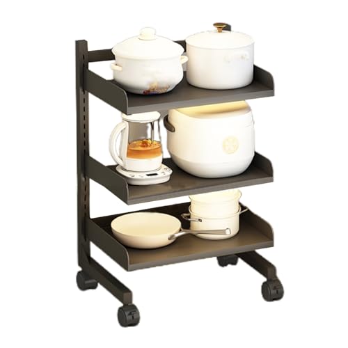 RHJOPL Schmaler Rollwagen, Aufbewahrungswagen Aus Kohlenstoffstahl, Rollwagen for Die Küche, Neben Dem Kühlschrank, Schmaler Bodenwagen for Zu Hause, Kleine Räume(Black,53x28x80cm) von RHJOPL