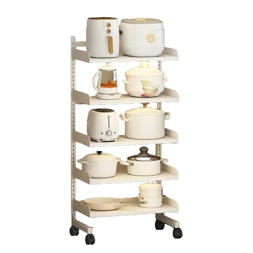 RHJOPL Schmaler Rollwagen, Aufbewahrungswagen Aus Kohlenstoffstahl, Rollwagen for Die Küche, Neben Dem Kühlschrank, Schmaler Bodenwagen for Zu Hause, Kleine Räume(White,43x28x110cm) von RHJOPL