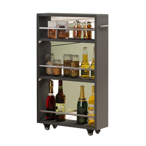 RHJOPL Schmaler Rollwagen, Kompakter Küchenwagen, Schmaler Wäschewagen Mit Griff, Schmaler Bodenturmschrank for Kleine Räume(Color3,15x45x80.5cm) von RHJOPL