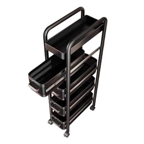 RHJOPL Schmaler Rollwagen, Schmaler Wäschewagen Mit Griff, Wagen Aus Kohlenstoffstahl, Schmale Standschränke for Kleine Räume(Black,23x40.5x115cm) von RHJOPL