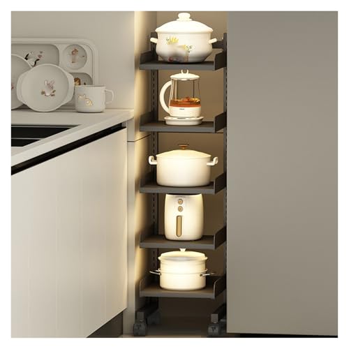 Schmaler Lagerwagen, Schmaler Rollwagen, Küchenrollwagen, Gestell Aus Kohlenstoffstahl Neben Dem Kühlschrank, for Kleine Räume, Eingangsbereich, Wohnzimmer(Black,25x28x110cm) von RHJOPL