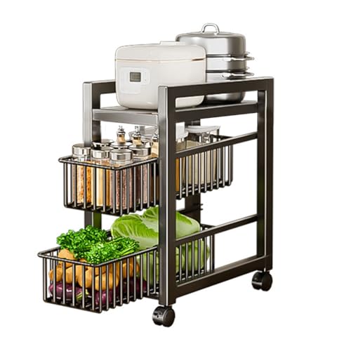 Schmaler Lagerwagen, Ultradünner Rollwagen, Küchenrollwagen, 5 Ebenen, Ausziehbar, Schmal, for Kleine Räume, Zuhause(Black,32X25X67) von RHJOPL